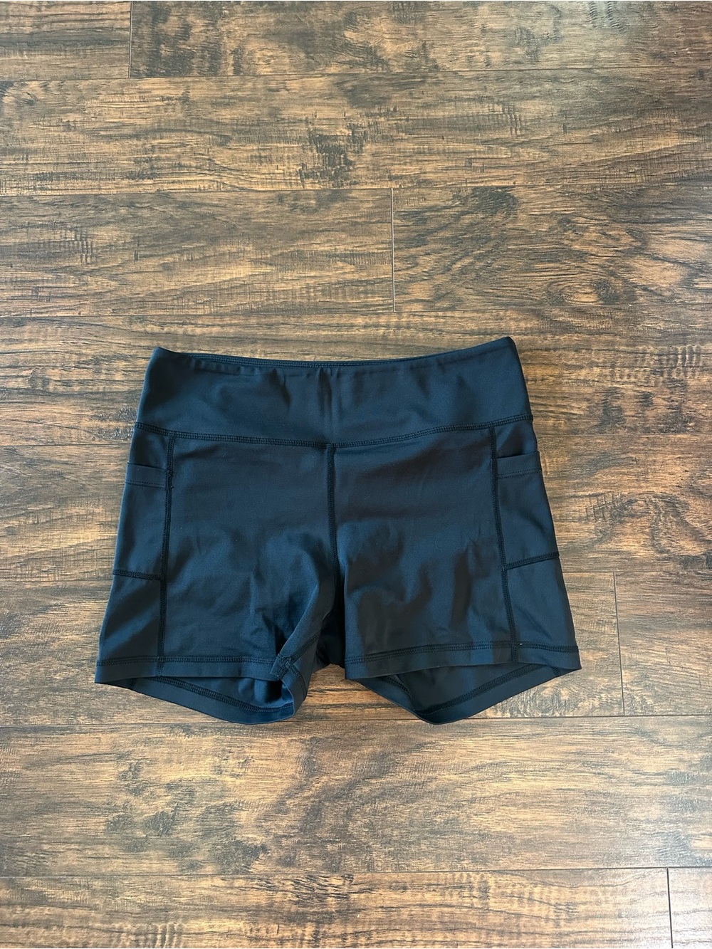 ZYIA Black High-Waist Bike Shorts with Side Pockets
